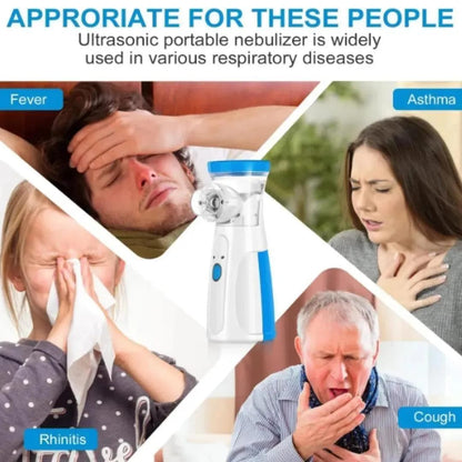 Portable Mini Mesh Nebulizer – Soundless, Rechargeable & Handheld, Suitable for Kids & Adults