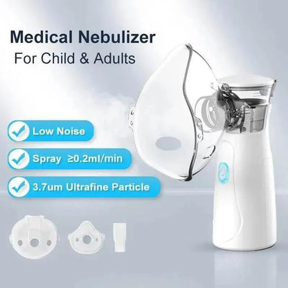 Portable Mini Mesh Nebulizer – Soundless, Rechargeable & Handheld, Suitable for Kids & Adults