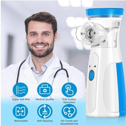 Portable Mini Mesh Nebulizer – Soundless, Rechargeable & Handheld, Suitable for Kids & Adults